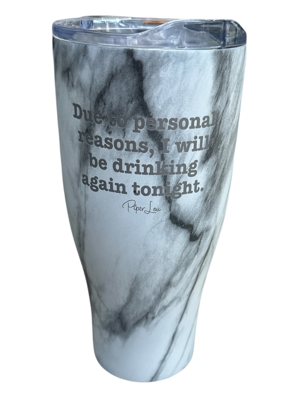 Piper Lou - NEW - Marble Travel Tumbler - Gray & White